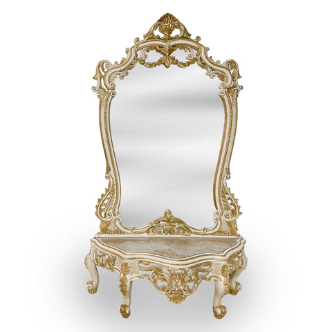 Mirror and Table Set Gold Leaf